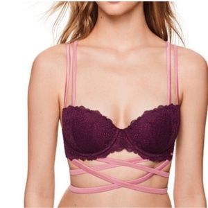 PINK Victoria’s Secret VS Limited Edition‎ Date Wrap Night Lace Strappy Bra 32DD